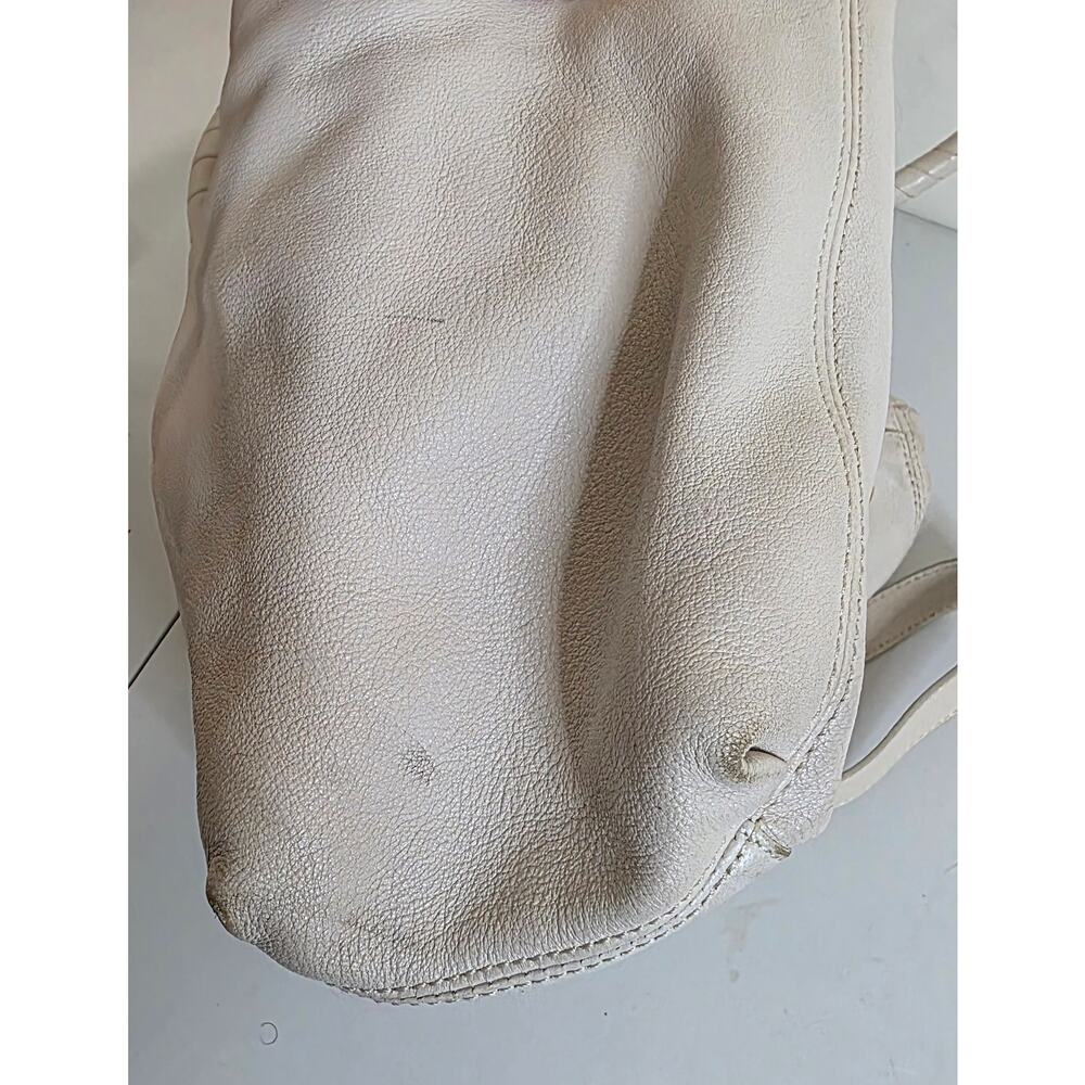 Michael Kors Jet Set Hobo Cream Leather Drawstring Chain Slouchy Shoulder Bag - Picture 3 of 12